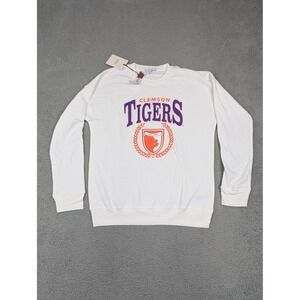 Clemson Tigers Sweater Mens Medium White NCAA Football Pullover Crewneck Graphic